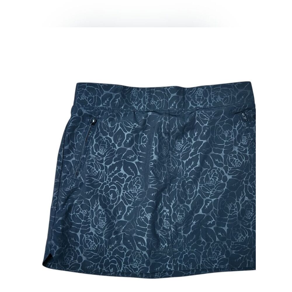 Orvis Mini Skirt Skort Black Floral Womens Med Short Tennis Golf Stretch Waist